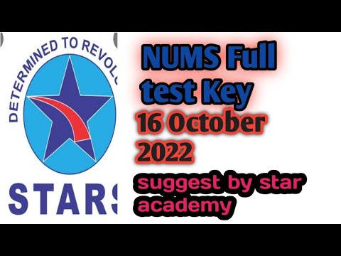 NUMS Full Test Answer Key | Nums 16 October 2022 | Suggested by Star academy #nums_test_2022