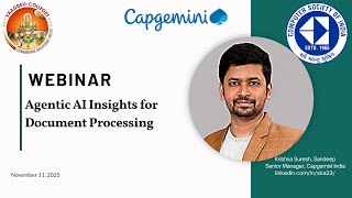 AI Insights for Document Processing | Webinar | Sandeep S Krishna | CSI, Capgemini, Vaagdevi |
