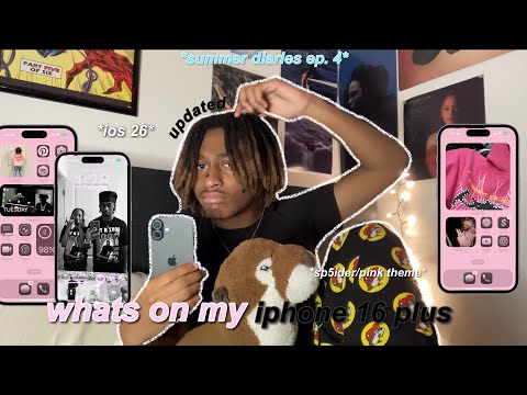 WHATS ON MY IPHONE 16 PLUS 🛸 | sp5ider/pink theme, realistic, ios 26& widgets
