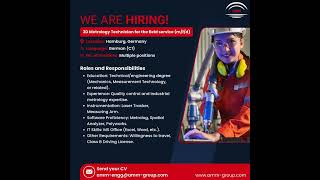 We’re #Hiring || Position: 3D Metrology Technician for the field service (m/f/d)