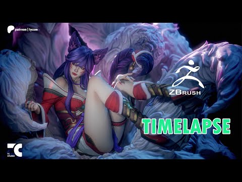 Zbrush timeplapse | How I make a 3D fanart of Ahri - League of Legends
