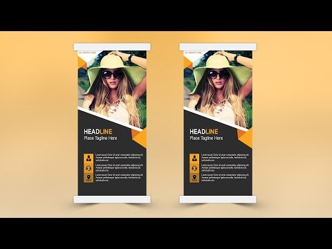 How to create a professional roll up banner design in photoshop tutorial 2019