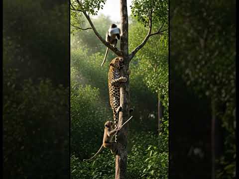 Fearless Monkey Outsmarts Leopard – Epic Jungle Gameplay! #junglelife #animalplanet #animalworld