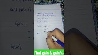 SPSC|Find gain &gain percent|#spsc #shortfeed #shorts #maths #jeemains #profit