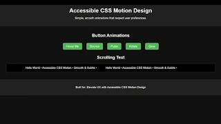 Accessible CSS Motion Design Tutorial | Buttons & Scrolling Text Animation