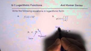 Write Exponential Equation in Logarithmic Form
