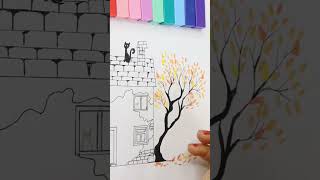 This adorable house drawing comes to life with the perfect mix of color and detail, thanks to