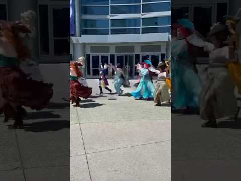 D23 Expo 2022 Disney Pirate Princess Cosplayers chasing Captain Jack Sparrow