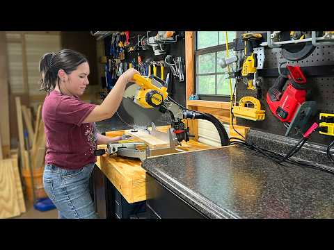 Turning my Tiny Shed into my Dream Workshop / Miter Saw Station Build / Small Workshop Organization