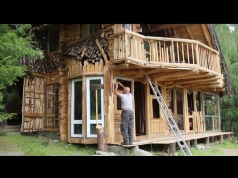 Man Builds 2-STORY Cabin ALONE in the Forest | Start to Finish by #unfrezzmyaccount 