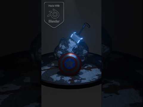 [Blender3D] Fiz o escudo do Capitão América e o martelo de Thor #blender #captainamerica #thor