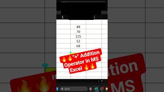 Addition Operator in Excel us | #shorts 💻🔥 #excel #maths #tricks #exceltips #mathstricks