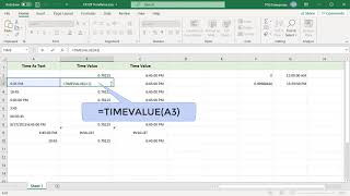 TIMEVALUE Function in Excel - Office 365