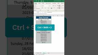 Keyboard Shortcut: Ctrl + Shift + 3 for Date Formatting in Excel #excelhacks
