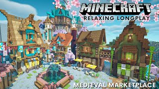Minecraft Cherry Blossom Longplay - Creative Building Medieval Marketplace (No Commentary) [1.20]