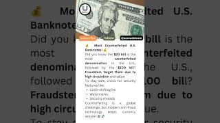 Most Counterfeited U.S. Banknotes! 💰  #CounterfeitMoney #FinancialFacts #StaySecure 