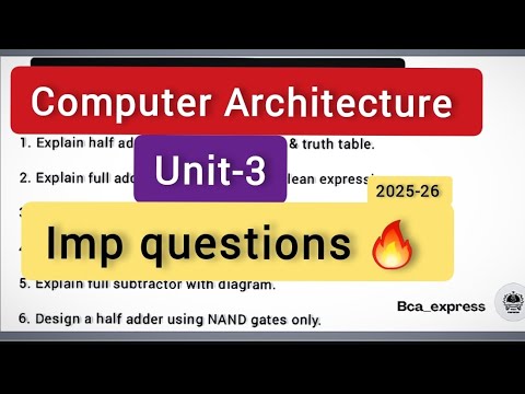 Computer Architecture Important Questions |Unit 3 | bca 1st year 