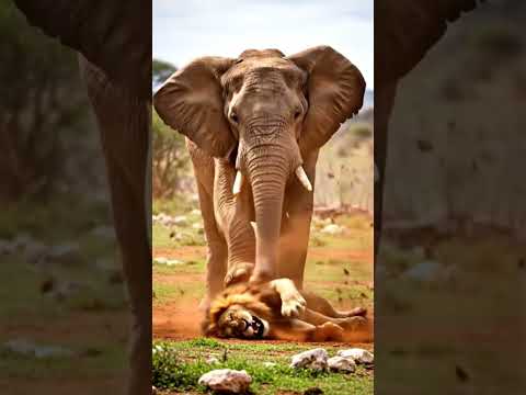 Elephant Shows Power Against Lion 🐘🦁 Epic Jungle Fight 🔥🌿#junglelife #animalplanet #elephantlovers