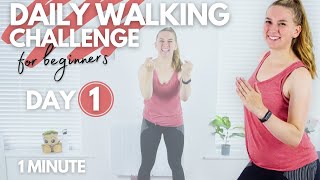 1 Minute Low Impact Walking Workout || DAY 1 Daily Walking Challenge for Beginners (± 100 steps)
