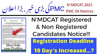 NMDCAT Registration Deadline/PMC NMDCAT 2021/PMC-NMDCAT MCQs Bank and Test Centers/NUMS MDCAT 2021