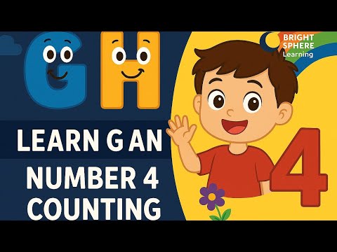 English Alphabets G & H with Phonics sound |Urdu Alphabets & Number 4 Counting | Fun Kids Learning