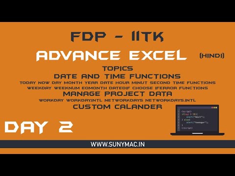 EICT-IITK FDP - DAY 2 - SUNNY MAC - ADVANCE EXCEL - IIT KANPUR