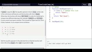 Lesson 60 | Basic JavaScript | Comparison with the Equality Operator