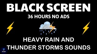 🔴 Heavy Rain and Thunder Sounds for Sleeping - Black Screen | Continuous Rain for Night Sleep