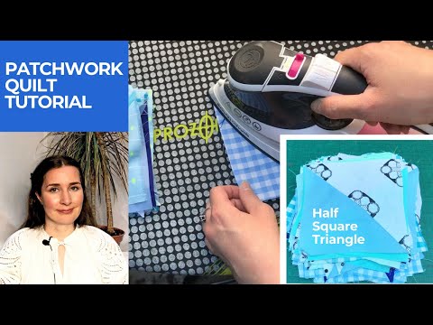 Fabric Scraps Recycling - DIY Patchwork Quilt episode1 -  Half Square Triangle tutorial