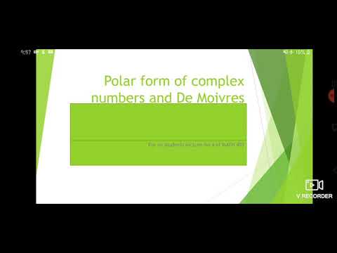 Polar formn of complex number and de-moivres theorem.