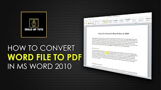 MS Word 2010 | How To Convert Word File in To PDF