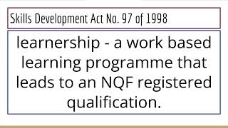National Skills Development Strategy - Definitions