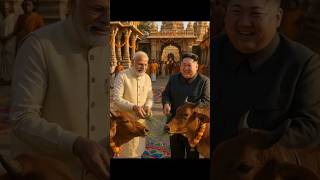 Modi Ji & Kim Jong Un Feed Cows in Festive Temple Courtyard | Gau Seva Moments 😀
