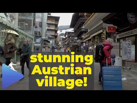 Saalbach drive-through, Austria 4K | Saalbach centre on March | ski resorts drives