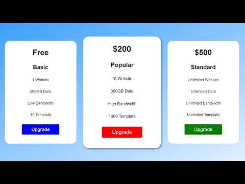 Pricing Table with HTML and CSS | Design Awesome and amazing Pricing Table using HTML and CSS