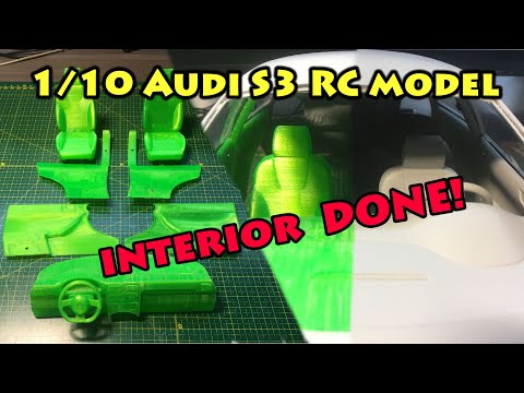Audi S3 RC model made from scratch (1/10 scale) Part 5 - Interior done! (3D printed)