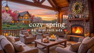 🌷Cozy Spring Jazz (NO MID-ROLL ADS) – Calm Coffee Shop Ambience for Productivity