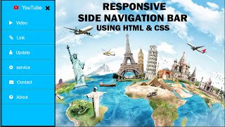 #navbar How to create Responsive side navbar using HTML and CSS |How to create menubar| by Codera