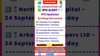 IPO's Listings this week #ipo #shorts #ipodetails #ipolisting #ipoupdates #ipoinvesting #trader #tip