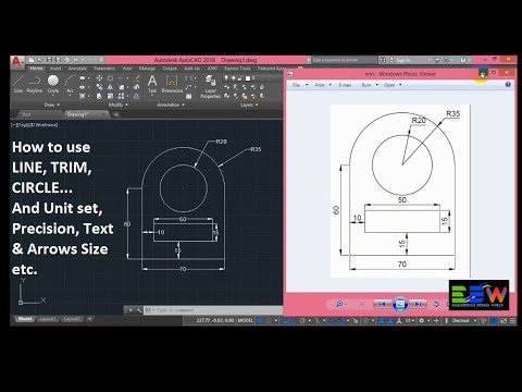 How to Autocad Unit set, Precision, Tex& Arrows Size, And How to Use Line, Circle, Trim Tools..