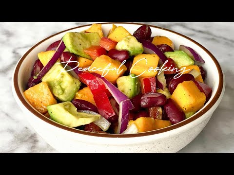 Mango Kidney Beans Salad | Simple and Delicious Vegan Lunch | Silent Vlog