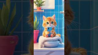 What u do of phone drop in toilet?#cat #cute #kitten #funny #catlover #kitty