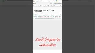 Python Dictionary - dict() Constructor - Python Tutorials in Hindi