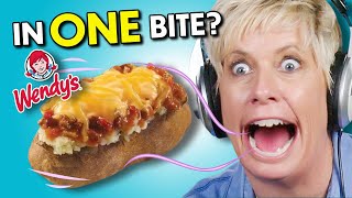 Fast Food In One Bite Challenge! (McDonald's, Chick-fil-A, Taco Bell, Wendy's, Burger King)
