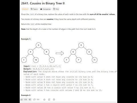 Leetcode Daily Problem - 2641. Cousins in Binary Tree II