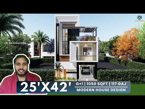 25x42 Feet House Design 3D | 1050 Sqft Modern Walkthrough | Infra Design Hub