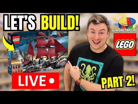 Let's Build the Lego Pirates of the Carribean Queen Anne's Revenge...LIVE! Part 2!