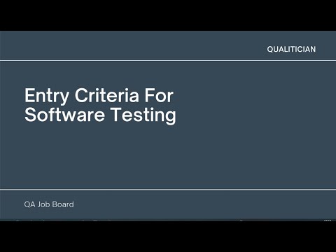 Entry Criteria For Software Testing