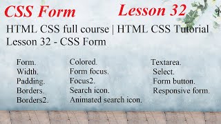 HTML CSS full course | HTML CSS Tutorial Lesson 32 - CSS Form "LearnWebDesign with @Google."