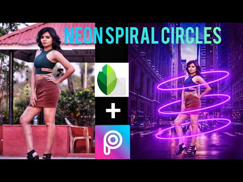 PICSART + SNAPSEED SPIRAL NEON GLOWING CIRCLES EDITING TUTORIALS | PICSART NEON SPIRAL EDITING🔥🔥🔥